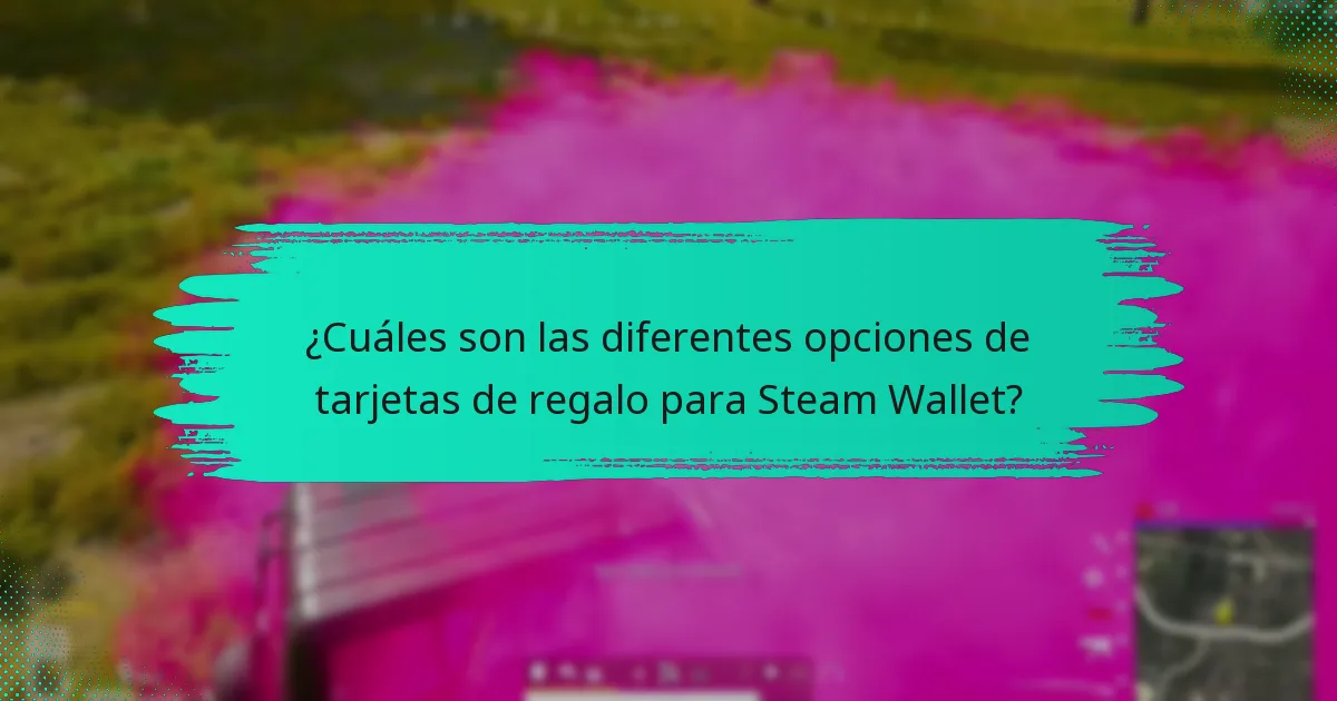 ¿Cuáles son las diferentes opciones de tarjetas de regalo para Steam Wallet?