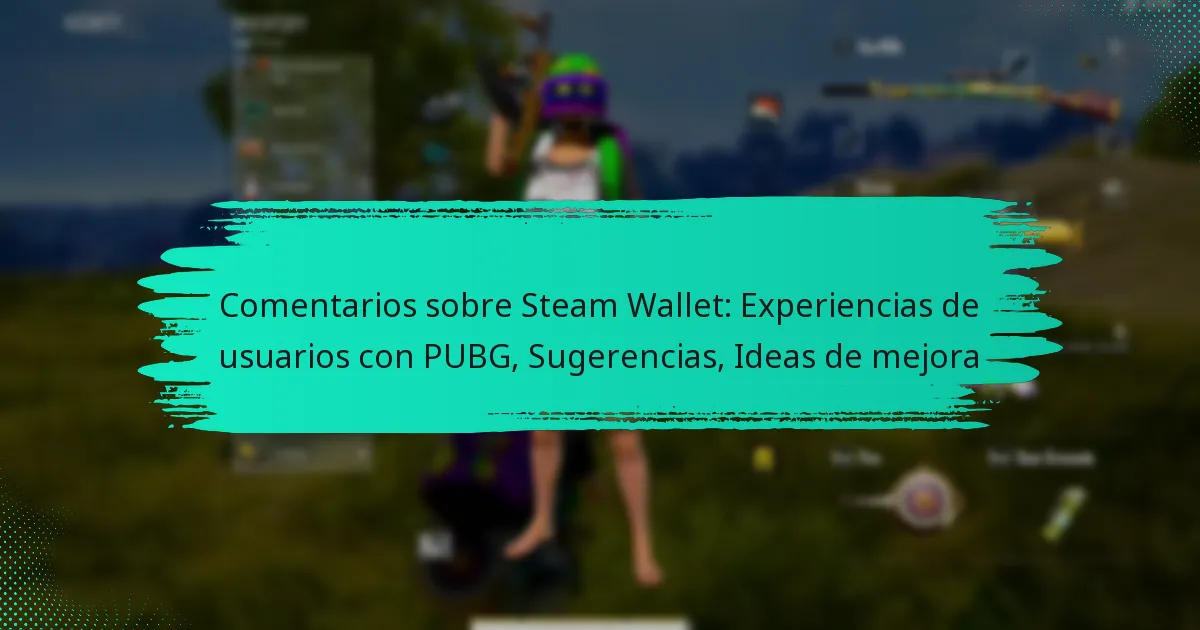 Comentarios sobre Steam Wallet: Experiencias de usuarios con PUBG, Sugerencias, Ideas de mejora